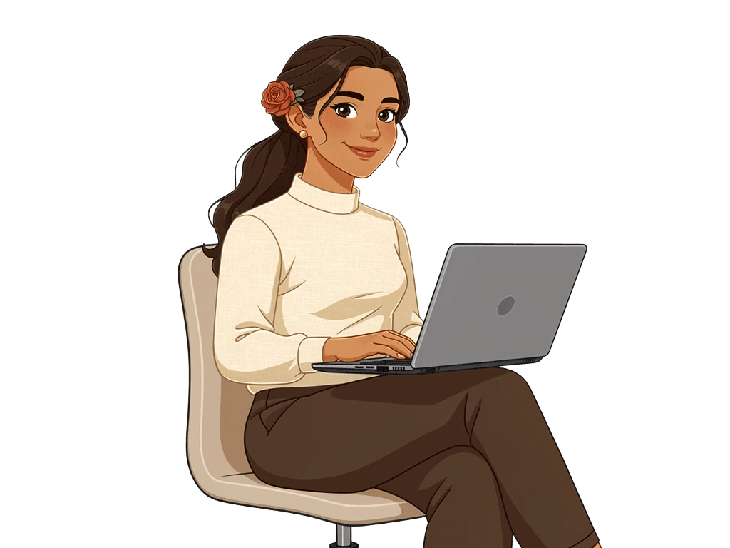 Rosalina at her laptop